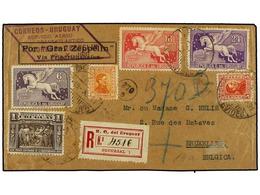 5829 ZEPPELIN. 1931 (Oct. 19). <B>URUGUAY. </B>LZ 127 Flight Cover Registered To BELGIUM Franked By Artigas <B>5c., 10.c - Andere & Zonder Classificatie