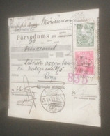 Lativia Used International Money Order Receipt With Stamps Used 1936 Postmark - Monétaires / De Nécessité