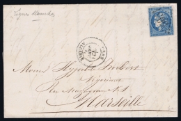 France  Complete Lettre Yv 46 GC 5051 ORAN Algérie A Marseille - 1870 Emissione Di Bordeaux