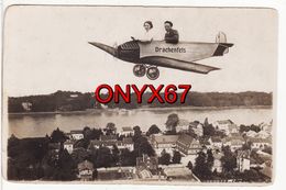 Delcampe - Carte  Photo Montage AVION Fictif  Militaire "Drachenfels"  - Vol Au Dessus De KÖNIGSWINTER (Allemagne-Deutschland ) - Fotografie