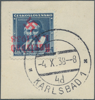 00013 Sudetenland - Karlsbad: Freimarke 40 Heller "Jan Amos Komenský", Schwärzlichblau, Mit KOPFSTEHENDEM - Région Des Sudètes