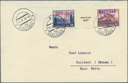 00052 Sudetenland - Karlsbad: Blockmarken "Briefmarkenausstellung Preßburg (Bratislava) 1937" Im Waagerech - Sudetes