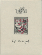 00056 Sudetenland - Karlsbad: Blockausgabe "88. Geburtstag Von Thomá? Garrigue Masaryk", 2 K? + 3 K? Olivs - Sudetes