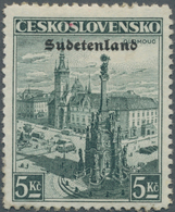 00074 Sudetenland - Konstantinsbad: Freimarke "Landschaften (Olmütz / Olomouc)", 5,00 K? Schwarzopalgrün, - Sudetenland