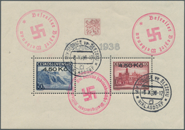 00101 Sudetenland - Niklasdorf: Blockausgabe "Briefmarkenausstellung PRAGA 1938", 50 H Lilaultramarin Und - Sudetes