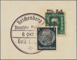00126 Sudetenland - Reichenberg: Freimarke "Präsident Thomá? Garrigue Masaryk", 50 H Grün (fleckige Zahnsp - Sudetenland