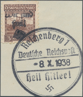 00137 Sudetenland - Reichenberg: Freimarke "Burg Arwa (Orava)", 3 K? Rotbraun Mit Handstempelaufdruck "Wir - Région Des Sudètes