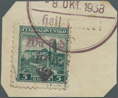 00143 Sudetenland - Reichenberg: Freimarke "Bömisch Krumau (Ceský Krumlov)", 5 K? Blaugrün Mit Handstempel - Sudetenland