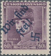 00145 Sudetenland - Reichenberg: Freimarke "Milan Rastislav ?tefánik", 60 H Violettpurpur Mit DIAGONALEM H - Région Des Sudètes