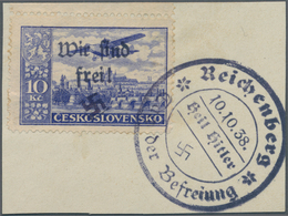 00151 Sudetenland - Reichenberg: Flugpostausgabe "Eindecker Focker F VIII B über Karlsbrücke Und Hradschin - Région Des Sudètes