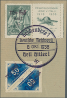 00154 Sudetenland - Reichenberg: Zeitungsmarke 50 H Schwärzlichultramarin, Mischzähnung 13¾:13¼:13¾, Senkr - Région Des Sudètes