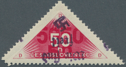 00156 Sudetenland - Reichenberg: Zeitungsmarke 50 H Magenta, Mischzähnung 13¾:13¼:13¾, Mit KOPFSTEHENDEM H - Région Des Sudètes