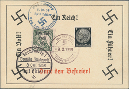00171 Sudetenland - Reichenberg: Legionärsmarke "Kettensprengender Löwe" 10 H Graugrün Mit Handstempelaufd - Région Des Sudètes