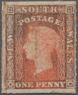 00301 Neusüdwales: 1856, 1d. Orange-vermilion Experientally Rouletted 10 On Three Sides, Mint (slightly Di - Covers & Documents