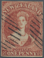 00303 Neuseeland: 1855 'Chalon Head' 1d. Dull Carmine On White Paper, Wmk Large Star, Imperforated, Used A - Nuevos