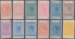 00306 Neuseeland - Stempelmarken: 1882 Complete Set Of 26 PROOFS Of 'Queen Victoria' Postal Fiscal Stamps, - Steuermarken/Dienstmarken