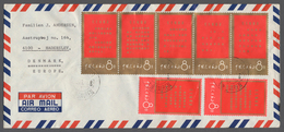 00332 China - Volksrepublik: 1967, Maos Theses (I) Gold/red Strip-5 Plus Two Red Singles (one Creased) Tie - Autres & Non Classés