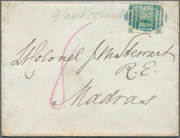 00344 Hongkong - Treaty Ports: Shanghai, 1865, QV 24 C. Green Tied Blue "S1" To Small Cover From "SHANGHAE - Otros & Sin Clasificación