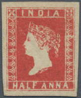 00348 Indien: 1852 UNISSUED ½a. Vermilion (deep Shade) With 9½ Arches In The Side Border, Outer (wavy) Par - Other & Unclassified