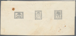 00349 Indien: 1852-53 Essays Of Half Anna "Lion & Palm Tree", One Anna "Queen Victoria" And Two Annas "Que - Otros & Sin Clasificación