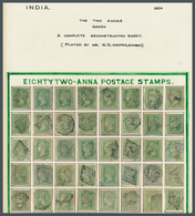 00350 Indien: 1854, 2a Green COMPLETE RECONSTRUCTED SHEET Of 80 Used Singles Mounted On Two Self-made Page - Otros & Sin Clasificación