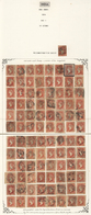 00351 Indien: 1854 Lithographed 1a. Red, Die I, Stone "A", COMPLETE RECONSTRUCTED SHEET Of 96 Single Stamp - Andere & Zonder Classificatie