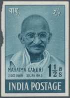 00354 Indien: 1948 GANDHI: Colour Trial Of The 1½a. Value In Blue-green, On Unwatermarked Gummed Paper, Im - Otros & Sin Clasificación
