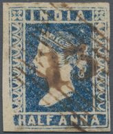 00361 Indien - Used Abroad: 1854 Portuguese India-Damaun: India Lithographed ½a. Blue, Die I, Used In DAMA - Sonstige & Ohne Zuordnung