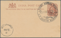 00365 Indien - Flugpost: 1911 The Special Circled Cachet "FIRST AERIAL POST/U.P. EXHIBITION ALLAHABAD 1911 - Luchtpost