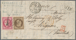 00373 Japan - Besonderheiten: 1871, FRANCE Used ABROAD, 30 C Brown Napoleon And 80 C Rose-carmine Bordeaux - Otros & Sin Clasificación