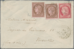 00374 Japan - Besonderheiten: 1876, FRANCE Used ABROAD, 2 X 10 C Brown On Rose And 80 C Rose Cérès, Tied B - Altri & Non Classificati