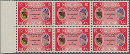 00381 Malaiische Staaten - Negri Sembilan: 1959 Unissued 10c. Red, Left Hand Marginal Block Of Six, Intend - Negri Sembilan