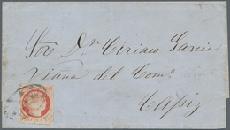 00397 Philippinen: 1855 (ca.), 5 C. Vermillion Tied Colonial Style Parilla To Folded Envelope To Capiz. Ra - Filippine