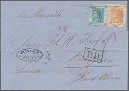 00401 Philippinen: Manila: 1868, QV 8 C. Orange And 12 C. Blue Tied Oval "862" To Folded Envelope With Ova - Filippijnen