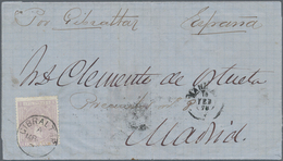 00405 Philippinen: 1876/77, 12 C.violet Tied In Transit By British "GIBRALTAR" On Folded Envelope From "MA - Philippinen