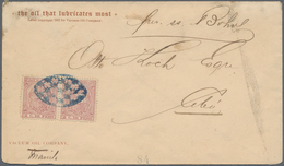 00412 Philippinen: 1898, Fiscal Stamp 2 Cts Carmine, A Horizontal Pair, Tied Blue Parilla To Cover From Ma - Philippinen