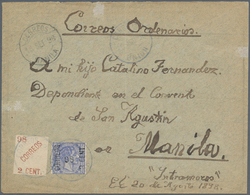 00413 Philippinen: 1898, 2 Cts. Red On White Paper And 3 Cts./98 On Alfonso XII Blue, Inscription "Filipin - Filipinas