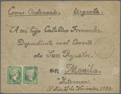 00415 Philippinen: 1898, 5 Cts. On 1 Real Of Spanish West Indies Without Wmk, A Pair, One With Surcharge I - Philippines