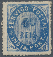 00421 Portugiesisch-Indien: 1871, Type II, 40 R. Blue On Striped Paper, Double Impression Of Value, Unused - India Portoghese