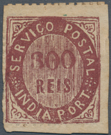 00424 Portugiesisch-Indien: 1871, Type II, 300 R. Violet On Thick Paper, Unused No Gum, Scissor Separation - Portugees-Indië