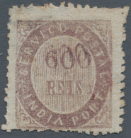 00430 Portugiesisch-Indien: 1873, Type IA, 600 R. Dark Violet, Double Impression Of Value, Unused No Gum, - India Portuguesa