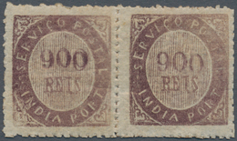 00432 Portugiesisch-Indien: 1873, Type IA, 900 R. Dark Violet, A Horizontal Pair With Double Impression Of - India Portoghese