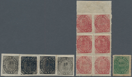 00434 Portugiesisch-Indien: 1875/76, Native Issues, Mint: 1875, 10 R. Black, Type IIA A Horizontal Strip-4 - Portuguese India