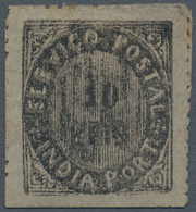 00435 Portugiesisch-Indien: 1876, Type IIB, 10 R. Black, Double Impression Of The Die, Unused No Gum, Scis - Portuguese India