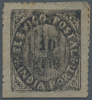 00435 Portugiesisch-Indien: 1876, Type IIB, 10 R. Black, Double Impression Of The Die, Unused No Gum, Scis - Portugiesisch-Indien