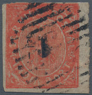 00447 Portugiesisch-Indien: 1881, Local Surcharge 1 1/2 R./20 R. Vermilion Type IIIB, A Pair, Pos. 1 Inver - Portugees-Indië