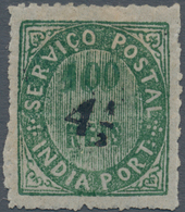 00449 Portugiesisch-Indien: 1881/88, Local Surcharge, Type IIB 4 1/2 R. On 100 R. Green, The Basic Stamp D - India Portoghese