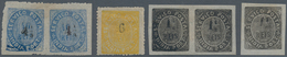 00452 Portugiesisch-Indien: 1883, Native Issues, Mint Selection: 4 1 /2 On 40 R. Blue Pair Type IIB (MF123 - Portugiesisch-Indien