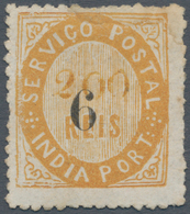 00453 Portugiesisch-Indien: 1883, Local Currency, Error Surcharge "6" On 200 R. Ocre Thick Paper, Unused M - India Portoghese