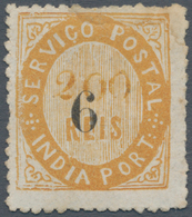 00453 Portugiesisch-Indien: 1883, Local Currency, Error Surcharge "6" On 200 R. Ocre Thick Paper, Unused M - Portugiesisch-Indien